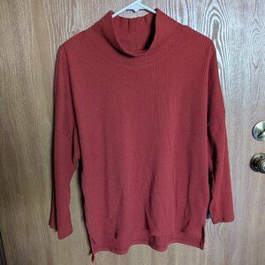 Old Navy Burnt Orange Ribbed Quarter Sleeve Tee, L
